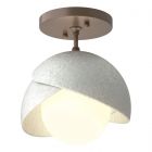 Hubbardton Forge Brooklyn 1-Light Double Shade Semi-Flush in Bronze, Opal Glass (GG) 121377-1005