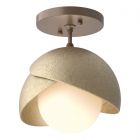 Hubbardton Forge Brooklyn 1-Light Double Shade Semi-Flush in Bronze, Opal Glass (GG) 121377-1006