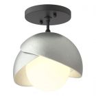Hubbardton Forge Brooklyn 1-Light Double Shade Semi-Flush in Black, Opal Glass (GG) 121377-1023
