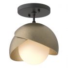 Hubbardton Forge Brooklyn 1-Light Double Shade Semi-Flush in Black, Opal Glass (GG) 121377-1024