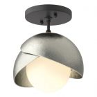 Hubbardton Forge Brooklyn 1-Light Double Shade Semi-Flush in Black, Opal Glass (GG) 121377-1025