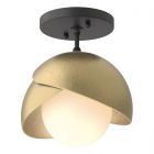 Hubbardton Forge Brooklyn 1-Light Double Shade Semi-Flush in Black, Opal Glass (GG) 121377-1026