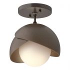 Hubbardton Forge Brooklyn 1-Light Double Shade Semi-Flush in Oil Rubbed Bronze, Opal Glass (GG) 121377-1027