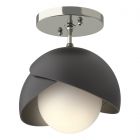 Hubbardton Forge Brooklyn 1-Light Double Shade Semi-Flush in Sterling, Opal Glass (GG) 121377-1065
