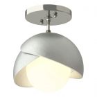 Hubbardton Forge Brooklyn 1-Light Double Shade Semi-Flush in Sterling, Opal Glass (GG) 121377-1068