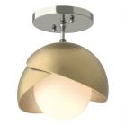 Hubbardton Forge Brooklyn 1-Light Double Shade Semi-Flush in Sterling, Opal Glass (GG) 121377-1071