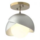 Hubbardton Forge Brooklyn 1-Light Double Shade Semi-Flush in Modern Brass, Opal Glass (GG) 121377-1077