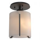Hubbardton Forge Exos Round Semi-Flush in Black, Opal Glass (GG)
