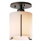 Hubbardton Forge Exos Round Semi-Flush in Natural Iron, Opal Glass (GG)