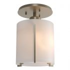 Hubbardton Forge Exos Round Semi-Flush in Soft Gold, Opal Glass (GG)