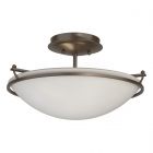 Hubbardton Forge Plain Small Semi-Flush in Bronze, Opal Glass (GG)