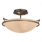 Hubbardton Forge Plain Small Semi-Flush in Bronze, Sand Glass (SS)