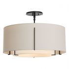 Hubbardton Forge Exos Double Shade Semi-Flush in Black, Natural Anna Inner Shade & Flax Outer Shade