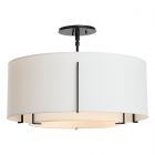Hubbardton Forge Exos Double Shade Semi-Flush in Black, Natural Anna Inner Shade & Natural Anna Outer Shade
