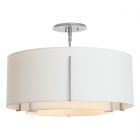 Hubbardton Forge Exos Double Shade Semi-Flush in Vintage Platinum, Natural Anna Inner Shade & Natural Anna Outer Shade