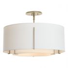 Hubbardton Forge Exos Double Shade Semi-Flush in Soft Gold, Natural Anna Inner Shade & Natural Anna Outer Shade