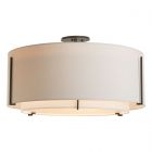 Hubbardton Forge Exos Large Double Shade Semi-Flush in Dark Smoke, Natural Anna Inner Shade & Flax Outer Shade