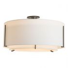 Hubbardton Forge Exos Large Double Shade Semi-Flush in Dark Smoke, Natural Anna Inner Shade & Natural Anna Outer Shade