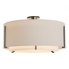 Hubbardton Forge Exos Large Double Shade Semi-Flush in Black, Natural Anna Inner Shade & Flax Outer Shade