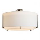Hubbardton Forge Exos Large Double Shade Semi-Flush in Black, Natural Anna Inner Shade & Natural Anna Outer Shade