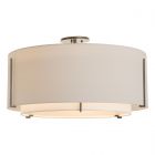 Hubbardton Forge Exos Large Double Shade Semi-Flush in Natural Iron, Natural Anna Inner Shade & Flax Outer Shade