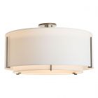 Hubbardton Forge Exos Large Double Shade Semi-Flush in Natural Iron, Natural Anna Inner Shade & Natural Anna Outer Shade