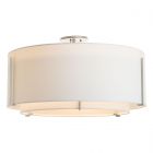 Hubbardton Forge Exos Large Double Shade Semi-Flush in Vintage Platinum, Natural Anna Inner Shade & Natural Anna Outer Shade