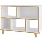 Manhattan Comfort Minetta 5-Shelf Mid Century Low Bookcase in White