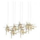 Hubbardton Forge Tura 7-Light Seeded Glass Pendant in Modern Brass, Seeded Clear Glass (II) 131095-1017