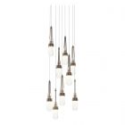 Hubbardton Forge Link 9-Light Blown Glass Pendant in Bronze, Clear Bubble Glass (YG) 131100-1005
