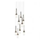 Hubbardton Forge Link 9-Light Blown Glass Pendant in Dark Smoke, Clear Bubble Glass (YG) 131100-1011
