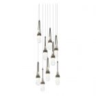 Hubbardton Forge Link 9-Light Blown Glass Pendant in Dark Smoke, Clear Glass with White Threading (YJ) 131100-1010