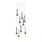 Hubbardton Forge Link 9-Light Blown Glass Pendant in Black, Clear Bubble Glass (YG) 131100-1017