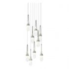 Hubbardton Forge Link 9-Light Blown Glass Pendant in Vintage Platinum, Clear Glass with White Threading (YJ) 131100-1034