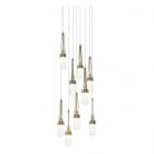 Hubbardton Forge Link 9-Light Blown Glass Pendant in Soft Gold, Clear Bubble Glass (YG) 131100-1041