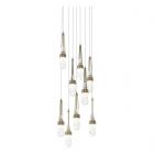 Hubbardton Forge Link 9-Light Blown Glass Pendant in Soft Gold, Clear Glass with White Threading (YJ) 131100-1040