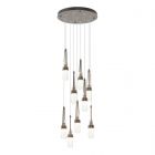 Hubbardton Forge Link 9-Light Blown Glass Pendant in Bronze, Clear Bubble Glass (YG) 131100-1002