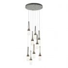 Hubbardton Forge Link 9-Light Blown Glass Pendant in Dark Smoke, Clear Bubble Glass (YG) 131100-1008