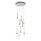 Hubbardton Forge Link 9-Light Blown Glass Pendant in Vintage Platinum, Clear Bubble Glass (YG) 131100-1032