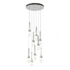 Hubbardton Forge Link 9-Light Blown Glass Pendant in Vintage Platinum, Clear Glass with White Threading (YJ) 131100-1031
