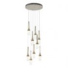 Hubbardton Forge Link 9-Light Blown Glass Pendant in Soft Gold, Clear Bubble Glass (YG) 131100-1038