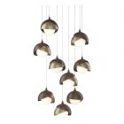 Hubbardton Forge Brooklyn 9-Light Double Shade Pendant in Bronze, Opal Glass (GG) 131105-1015