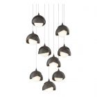 Hubbardton Forge Brooklyn 9-Light Double Shade Pendant in Dark Smoke, Opal Glass (GG) 131105-1028