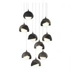 Hubbardton Forge Brooklyn 9-Light Double Shade Pendant in Dark Smoke, Opal Glass (GG) 131105-1029