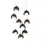 Hubbardton Forge Brooklyn 9-Light Double Shade Pendant in Black, Opal Glass (GG) 131105-1045