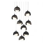 Hubbardton Forge Brooklyn 9-Light Double Shade Pendant in Black, Opal Glass (GG) 131105-1046