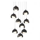Hubbardton Forge Brooklyn 9-Light Double Shade Pendant in Black, Opal Glass (GG) 131105-1048