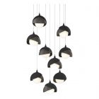 Hubbardton Forge Brooklyn 9-Light Double Shade Pendant in Black, Opal Glass (GG) 131105-1049