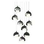 Hubbardton Forge Brooklyn 9-Light Double Shade Pendant in Black, Opal Glass (GG) 131105-1050