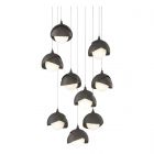 Hubbardton Forge Brooklyn 9-Light Double Shade Pendant in Natural Iron, Opal Glass (GG) 131105-1082